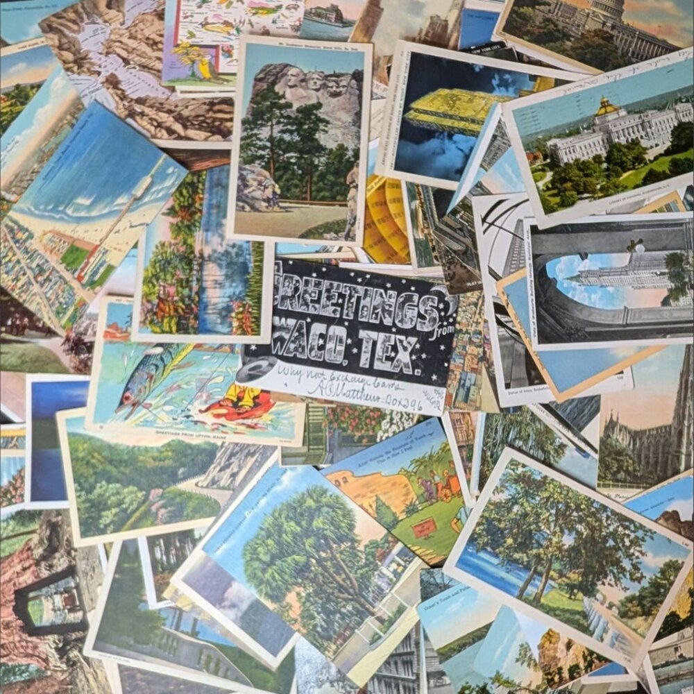Mystery Pack 30 Vintage USA Postcards | Junk Journal Gold